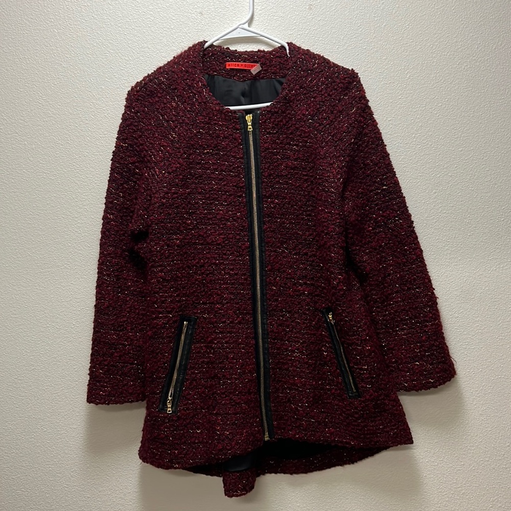 Alice + Olivia Burgundy Tweed Jacket